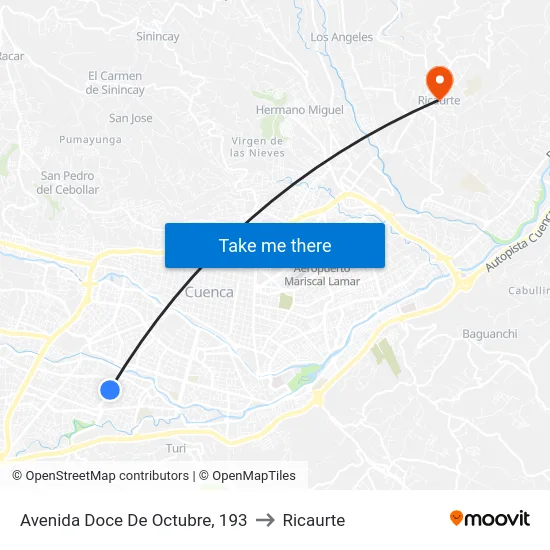 Avenida Doce De Octubre, 193 to Ricaurte map