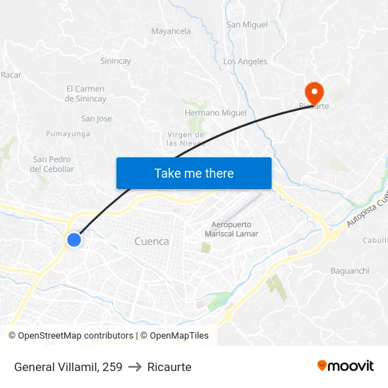 General Villamil, 259 to Ricaurte map