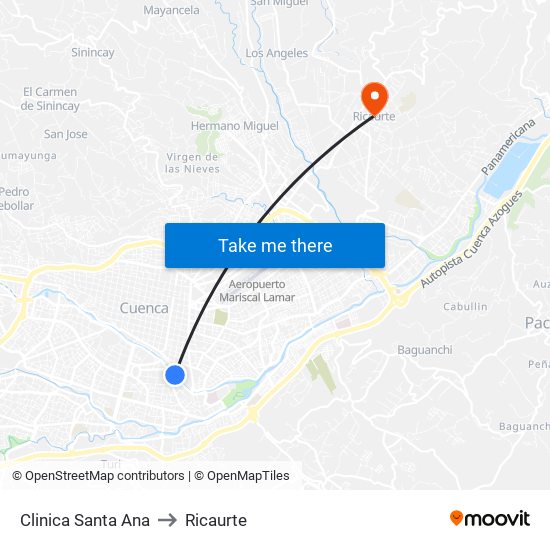 Clinica Santa Ana to Ricaurte map