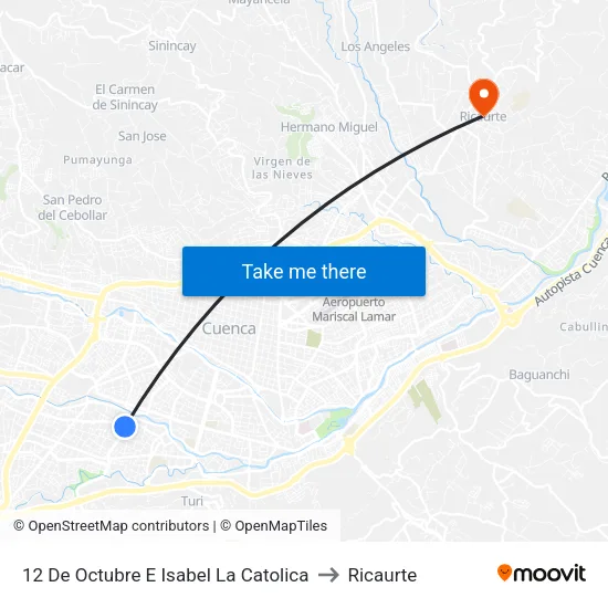 12 De Octubre E Isabel La Catolica to Ricaurte map
