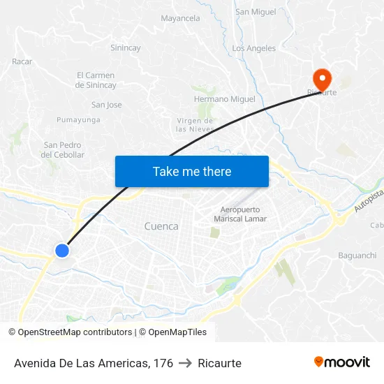 Avenida De Las Americas, 176 to Ricaurte map