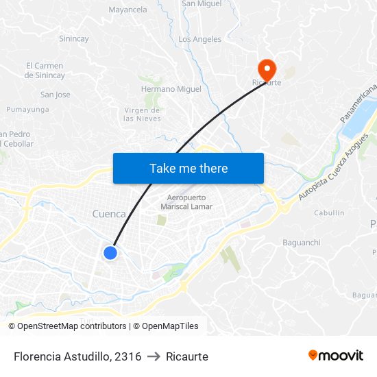 Florencia Astudillo, 2316 to Ricaurte map