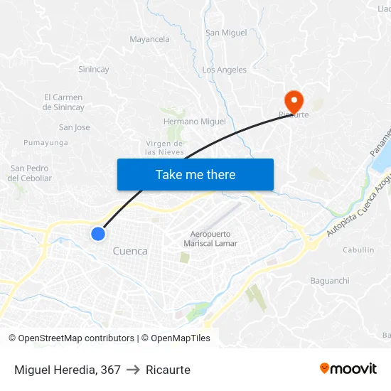 Miguel Heredia, 367 to Ricaurte map