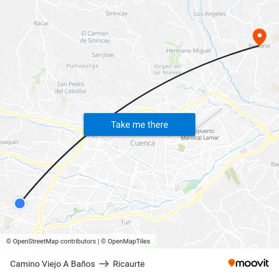 Camino Viejo A Baños to Ricaurte map