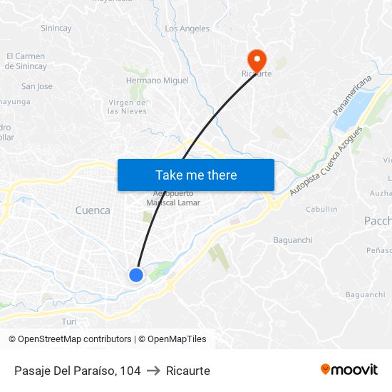 Pasaje Del Paraíso, 104 to Ricaurte map