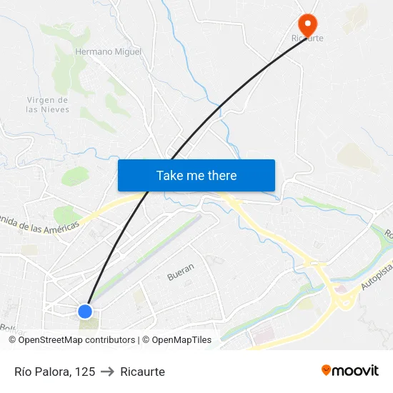 Río Palora, 125 to Ricaurte map