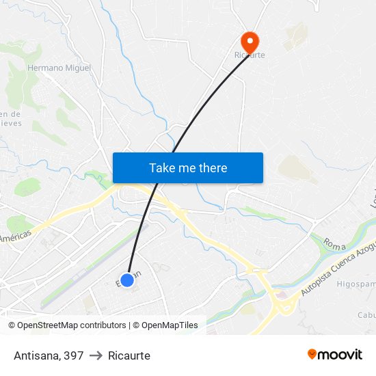 Antisana, 397 to Ricaurte map