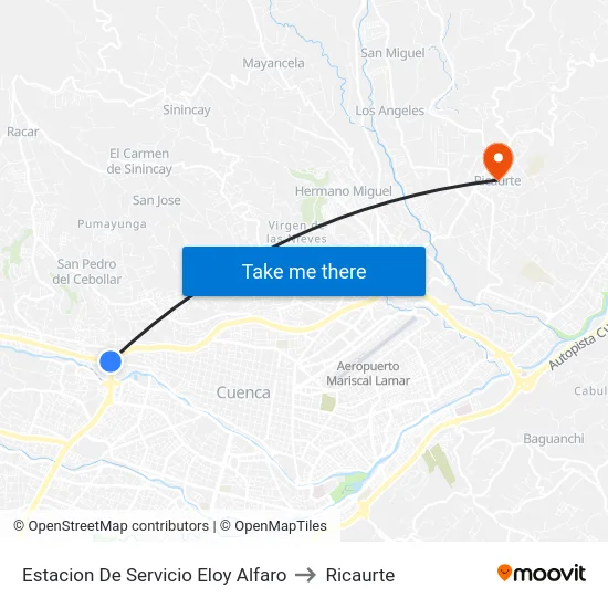 Estacion De Servicio Eloy Alfaro to Ricaurte map