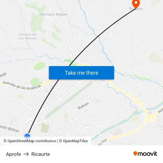 Aprofe to Ricaurte map