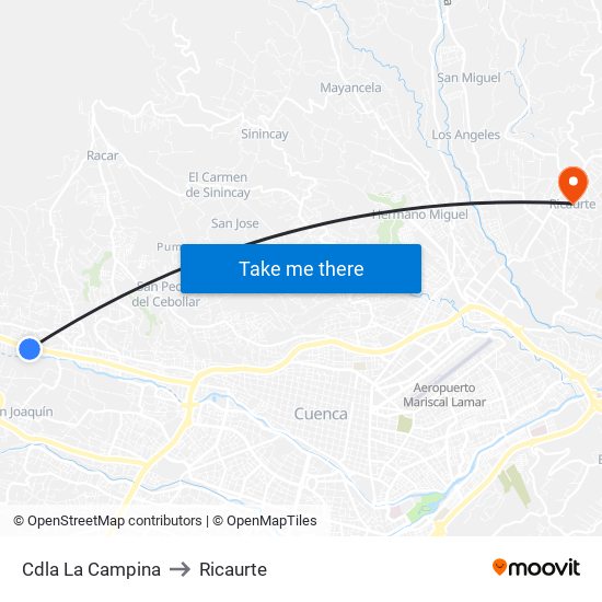 Cdla La Campina to Ricaurte map