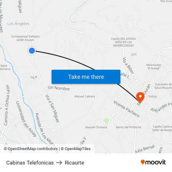 Cabinas Telefonicas to Ricaurte map