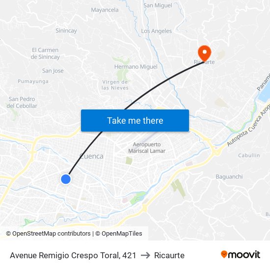 Avenue Remigio Crespo Toral, 421 to Ricaurte map