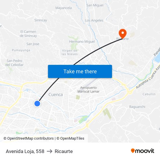 Avenida Loja, 558 to Ricaurte map