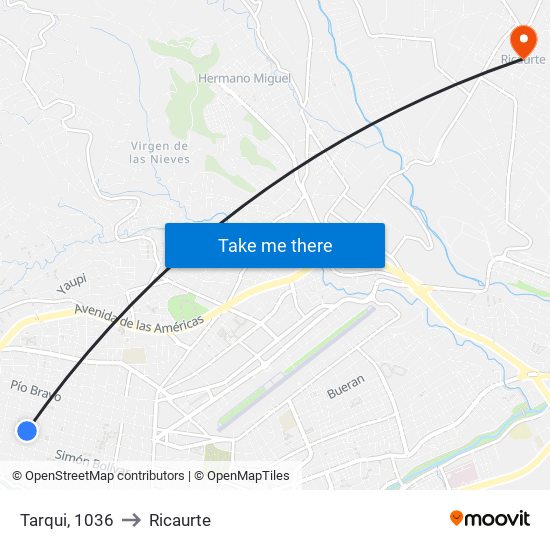 Tarqui, 1036 to Ricaurte map