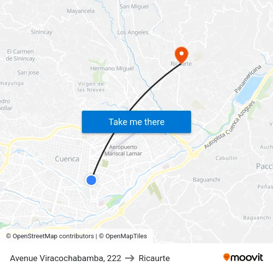 Avenue Viracochabamba, 222 to Ricaurte map