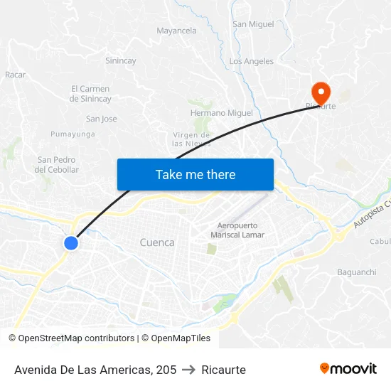 Avenida De Las Americas, 205 to Ricaurte map