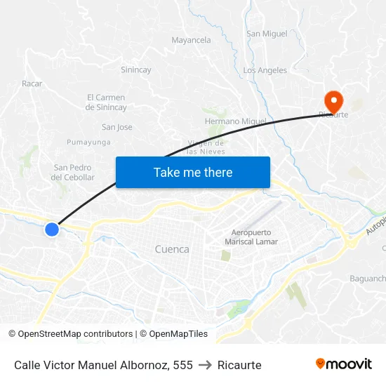 Calle Victor Manuel Albornoz, 555 to Ricaurte map