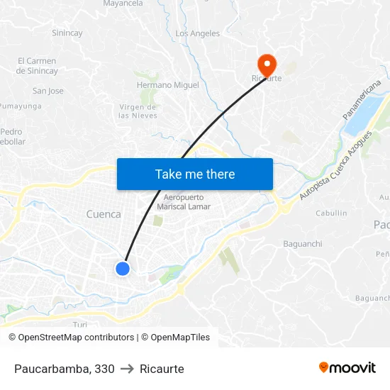 Paucarbamba, 330 to Ricaurte map