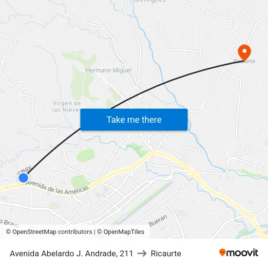 Avenida Abelardo J. Andrade, 211 to Ricaurte map