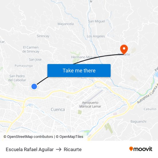 Escuela Rafael Aguilar to Ricaurte map