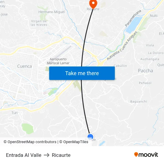 Entrada Al Valle to Ricaurte map