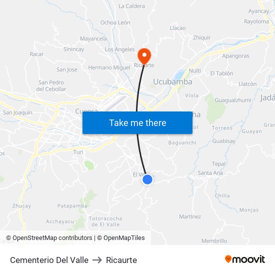 Cementerio Del Valle to Ricaurte map