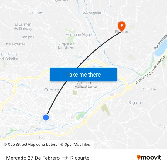 Mercado 27 De Febrero to Ricaurte map