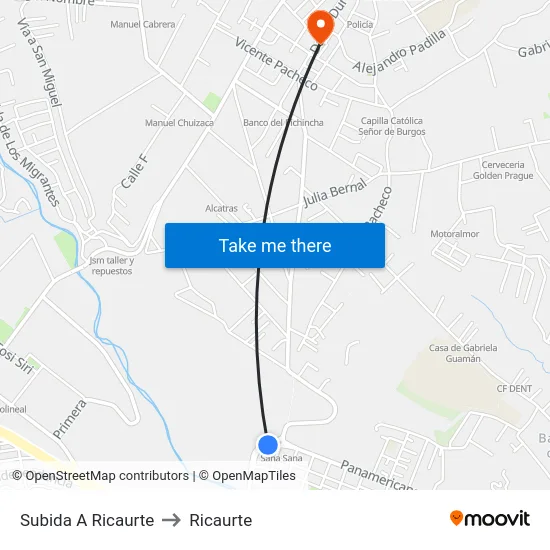 Subida A Ricaurte to Ricaurte map