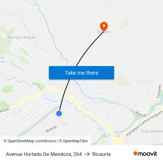 Avenue Hurtado De Mendoza, 264 to Ricaurte map