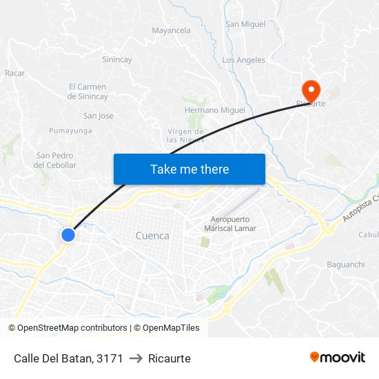 Calle Del Batan, 3171 to Ricaurte map