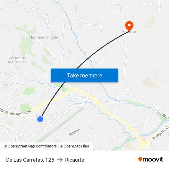 De Las Carretas, 125 to Ricaurte map