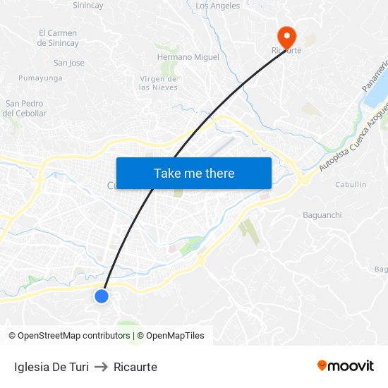 Iglesia De Turi to Ricaurte map
