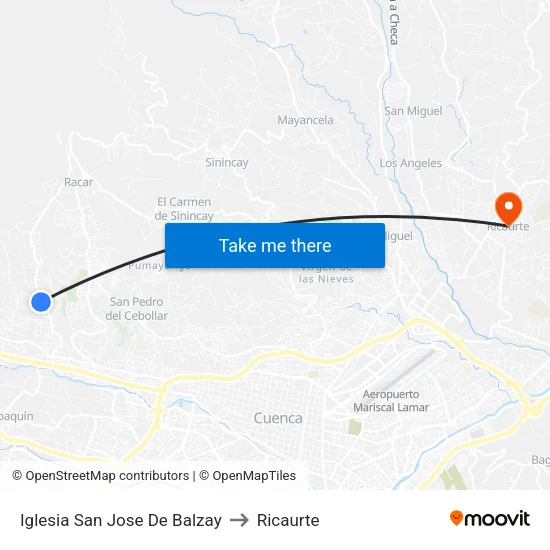 Iglesia San Jose De Balzay to Ricaurte map