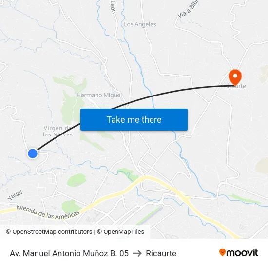Av. Manuel Antonio Muñoz B. 05 to Ricaurte map
