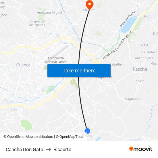 Cancha Don Gato to Ricaurte map