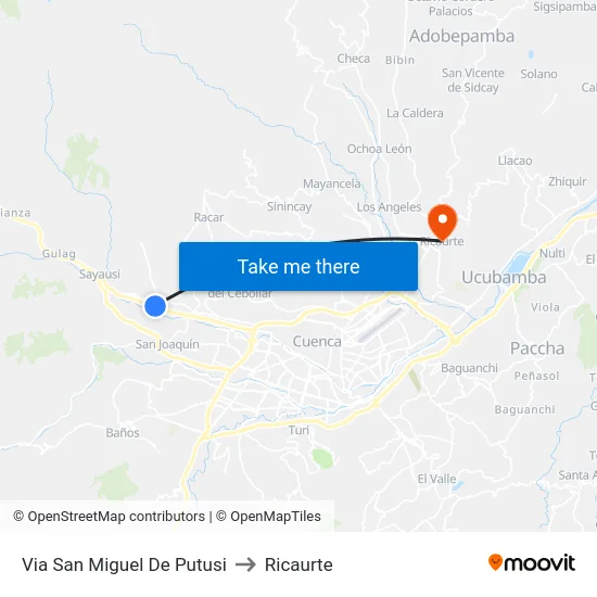 Via San Miguel De Putusi to Ricaurte map