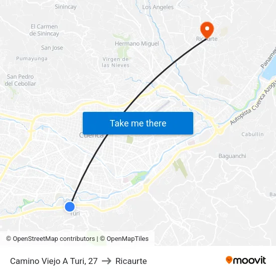 Camino Viejo A Turi, 27 to Ricaurte map