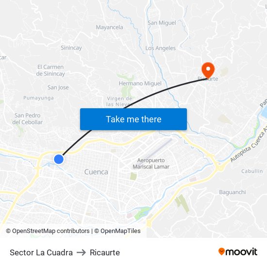 Sector La Cuadra to Ricaurte map