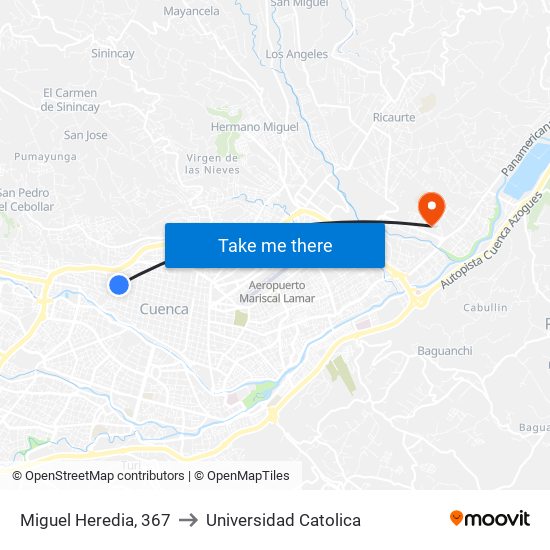 Miguel Heredia, 367 to Universidad Catolica map