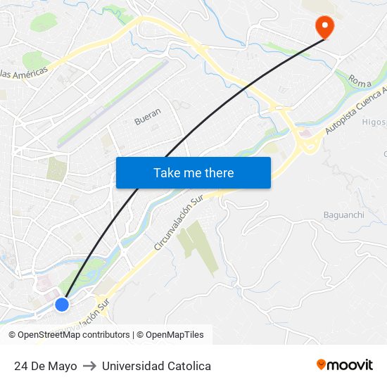 24 De Mayo to Universidad Catolica map