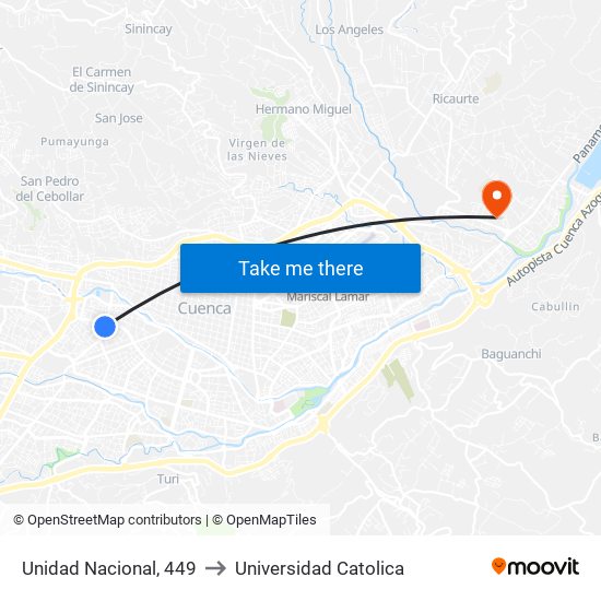 Unidad Nacional, 449 to Universidad Catolica map