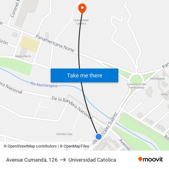 Avenue Cumandá, 126 to Universidad Catolica map