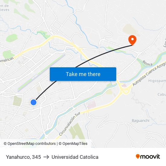 Yanahurco, 345 to Universidad Catolica map