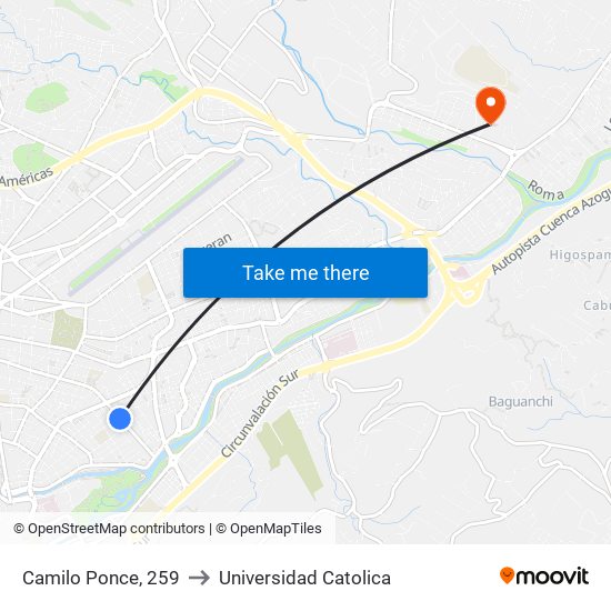 Camilo Ponce, 259 to Universidad Catolica map