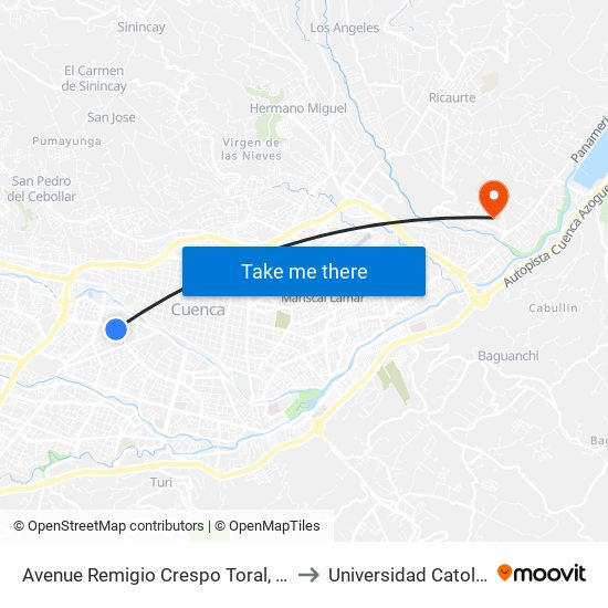 Avenue Remigio Crespo Toral, 842 to Universidad Catolica map