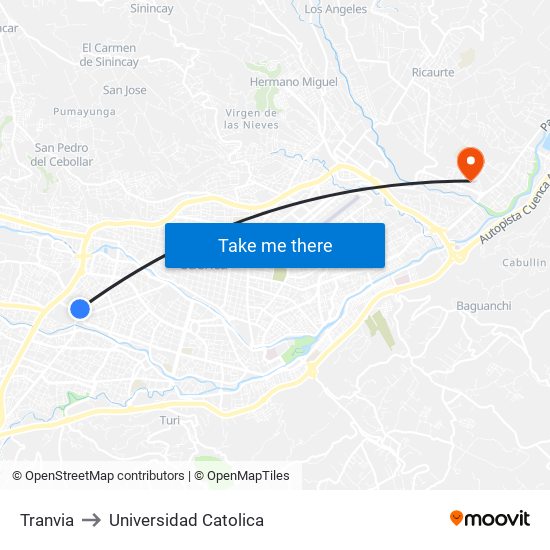 Tranvia to Universidad Catolica map