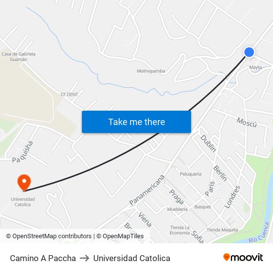 Camino A Paccha to Universidad Catolica map