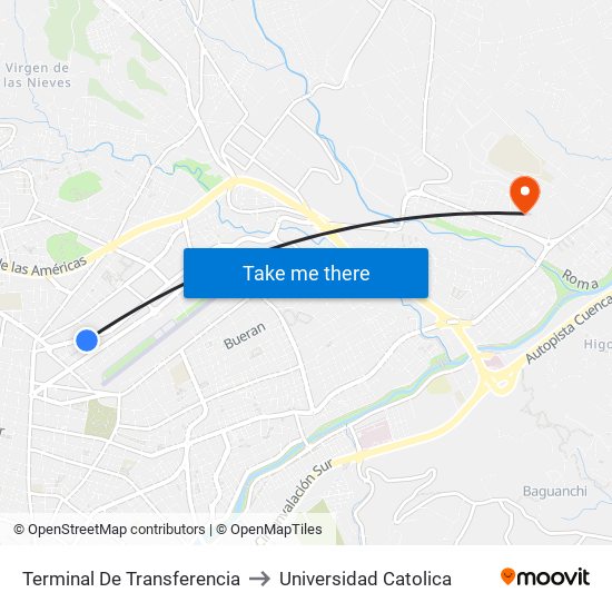 Terminal De Transferencia to Universidad Catolica map