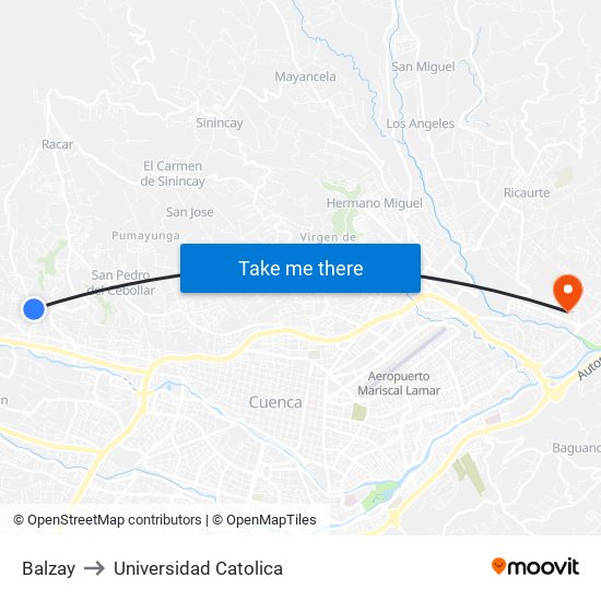 Balzay to Universidad Catolica map