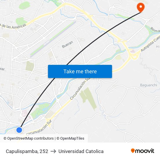 Capulispamba, 252 to Universidad Catolica map